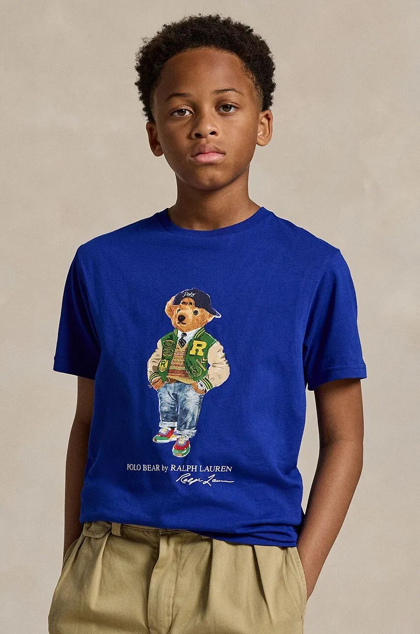 

Детская хлопковая футболка Polo Ralph Lauren, синий
