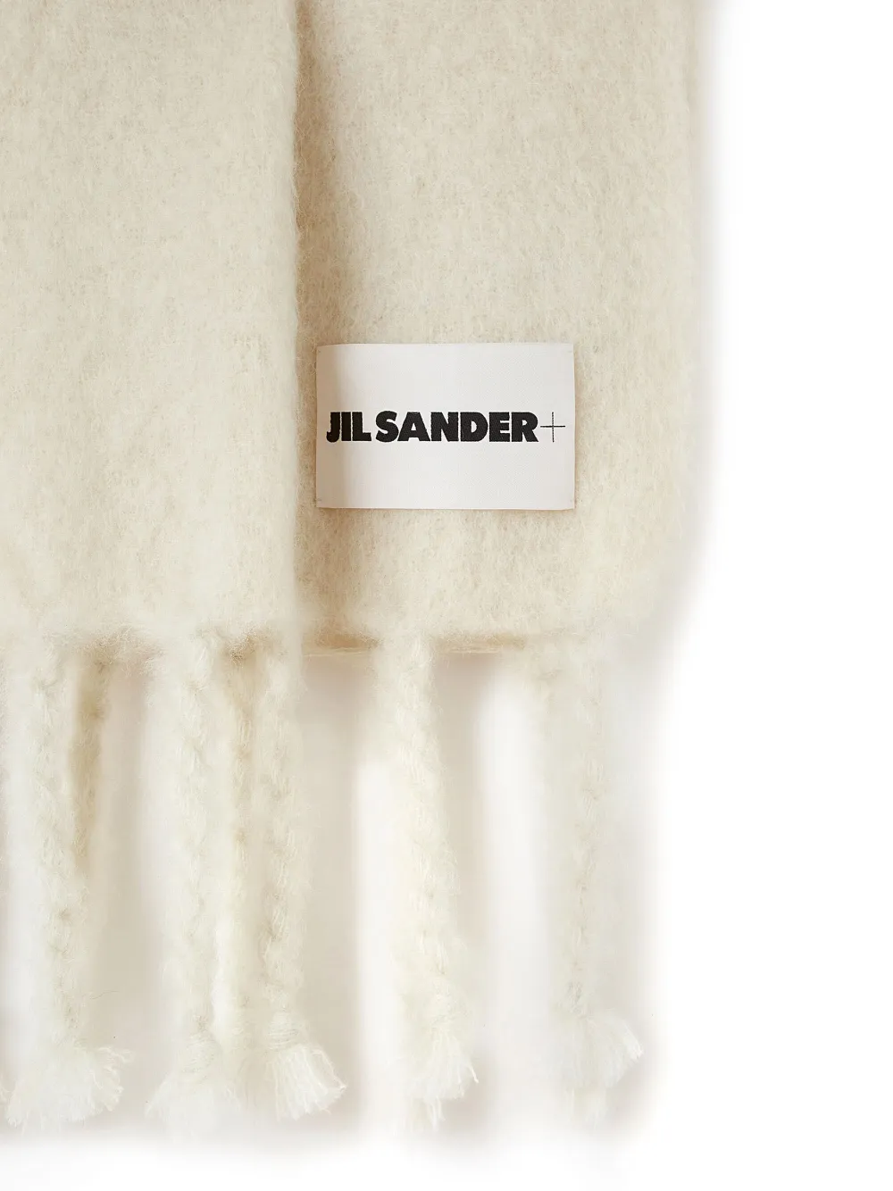 Шарф крупной вязки с нашивкой-логотипом JIL SANDER, нейтральный — фото 4