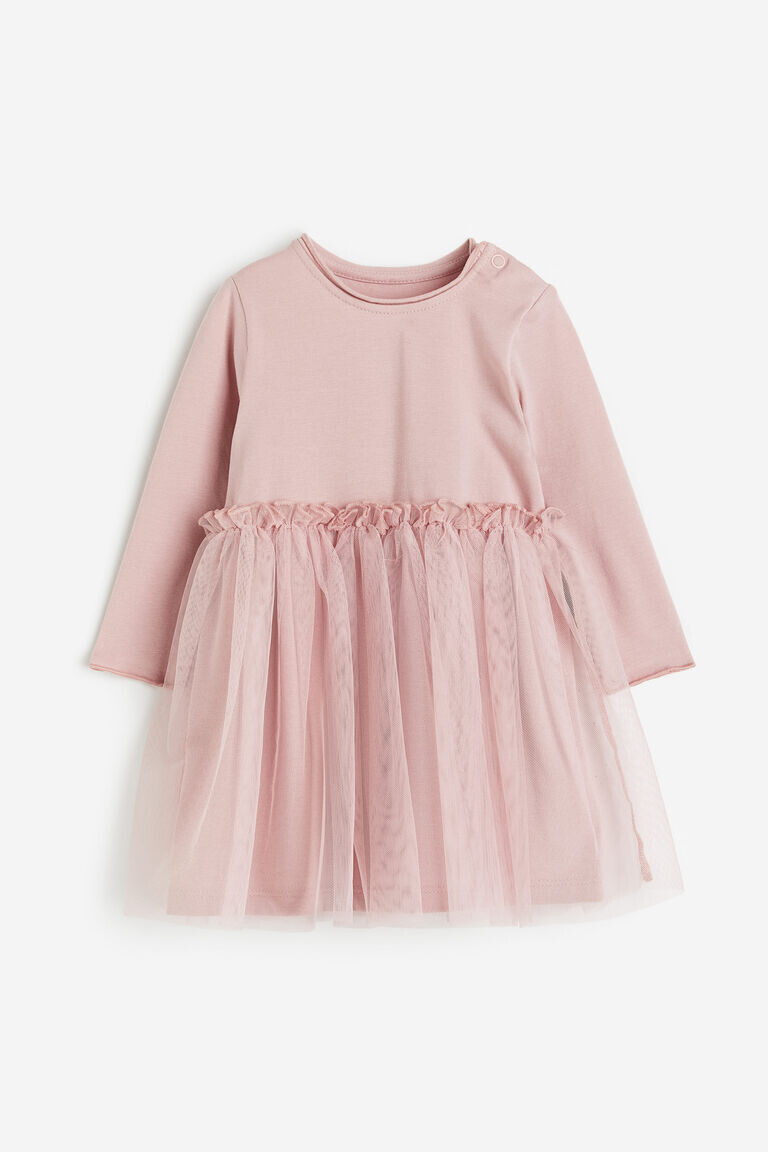 

Трикотажное платье с тюлевой юбкой H&M, розовый