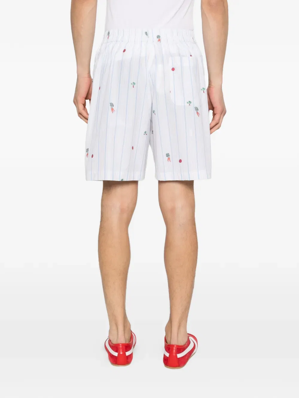 Полосатые вышитые шорты Calecon Jacquemus, белый — фото 4
