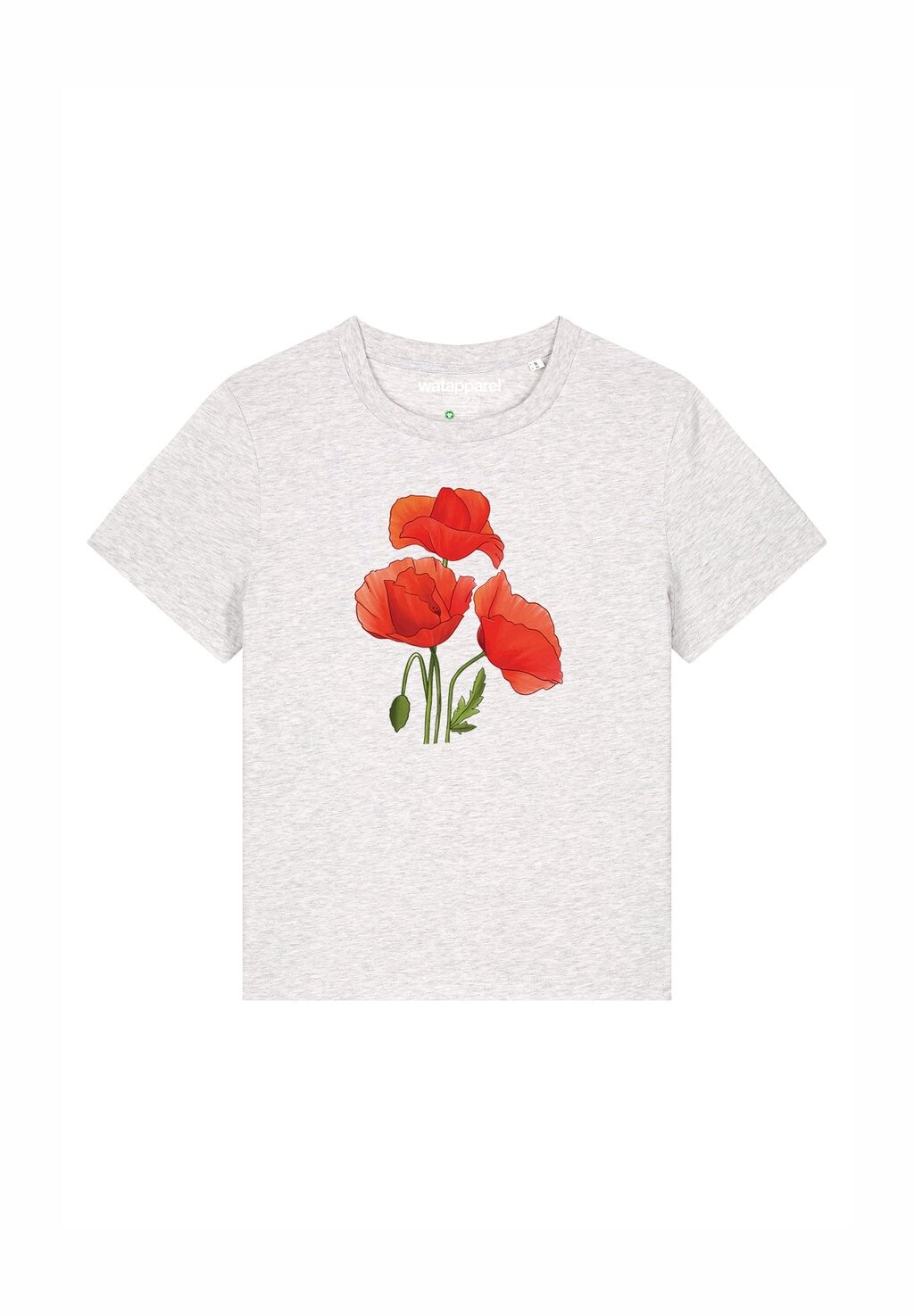 

Футболка с принтом POPPY FLOWERS watapparel, серый