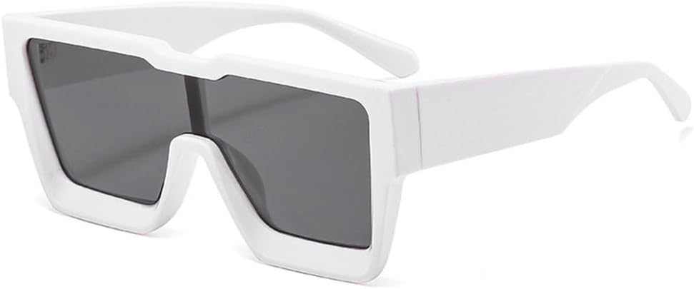 

Крупные цельные квадратные солнцезащитные очки для женщин, большие оправы, солнцезащитные очки для мужчин и женщин, очки с защитой от УФ-излучения UV400 HDUBFY, C3white-black