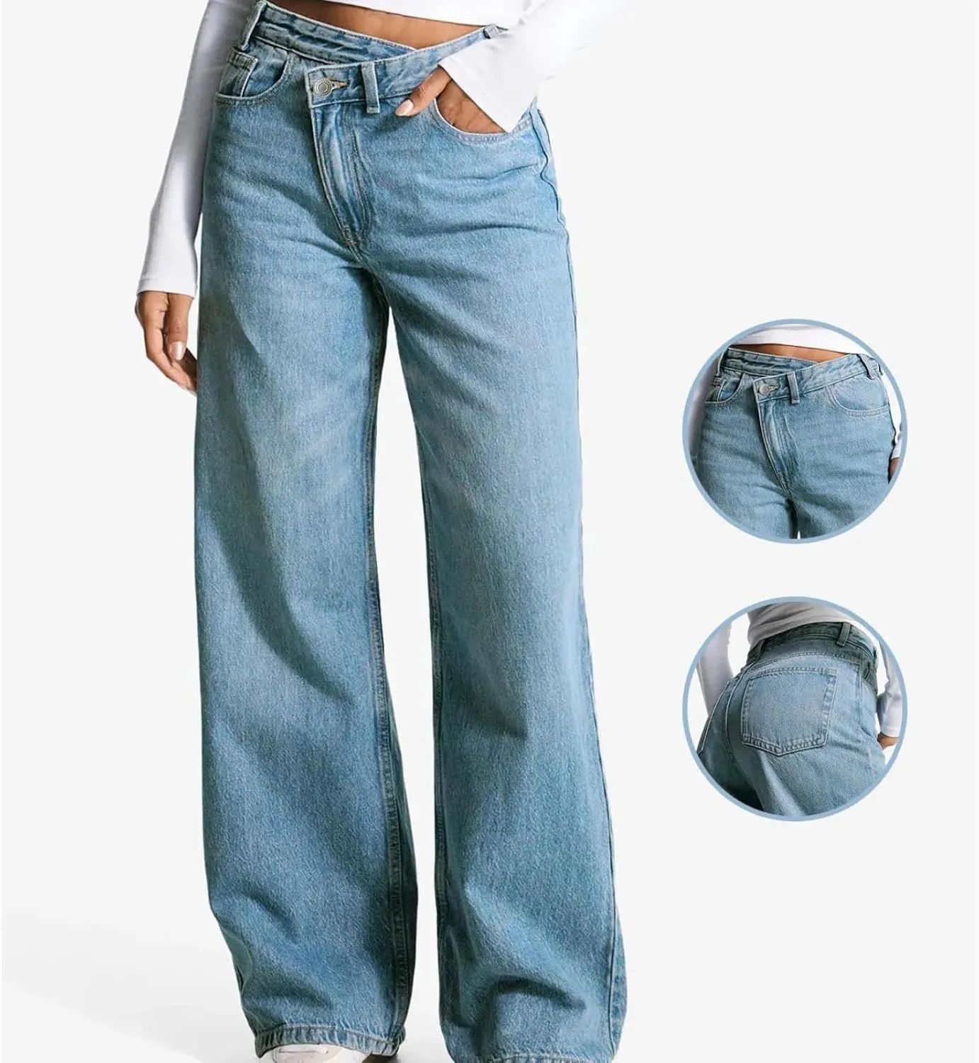 Женские джинсы low rise wide leg из мягкого денима — фото 3