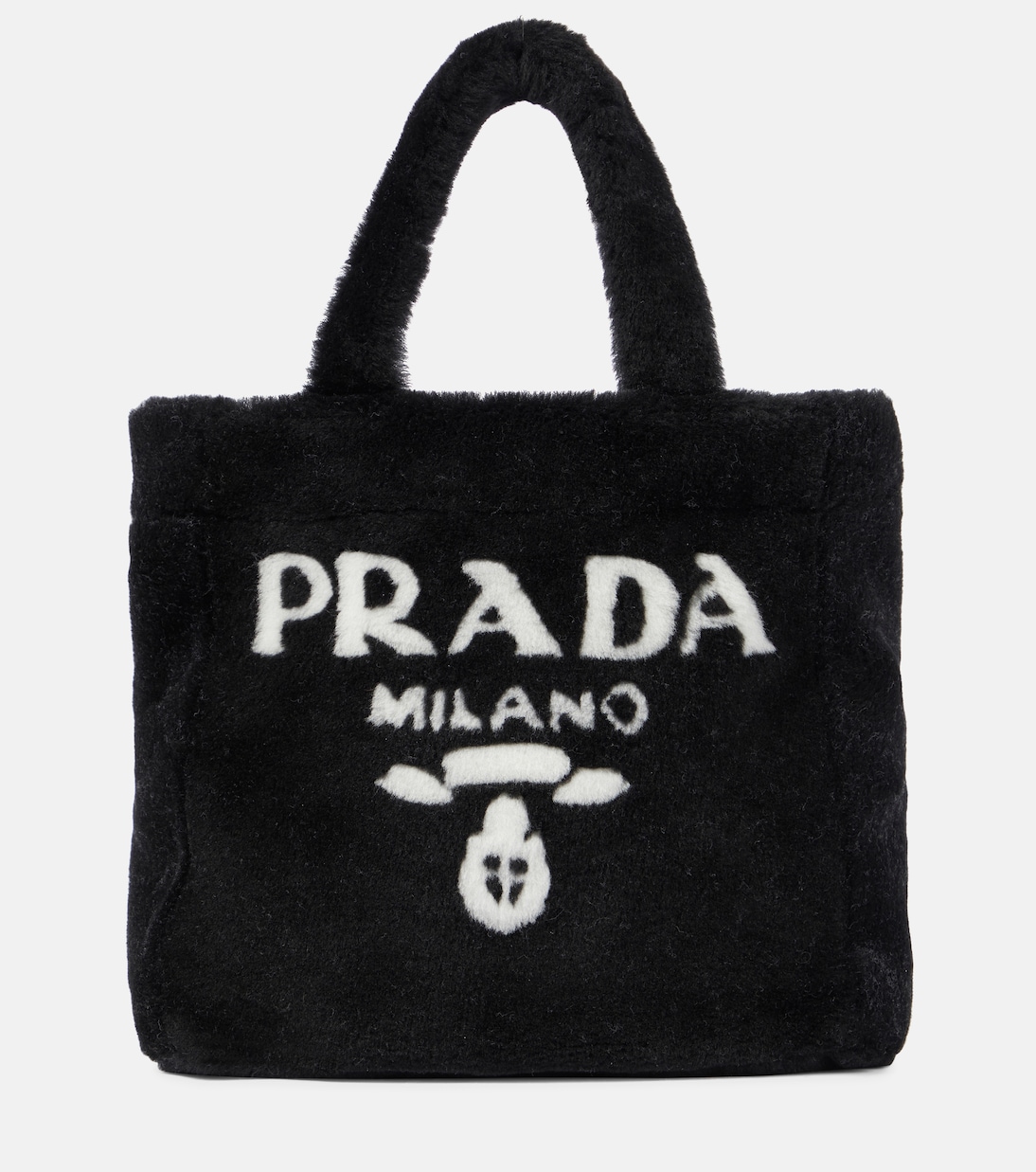 

Средняя сумка-тоут из овчины Prada, Nero+Bianco