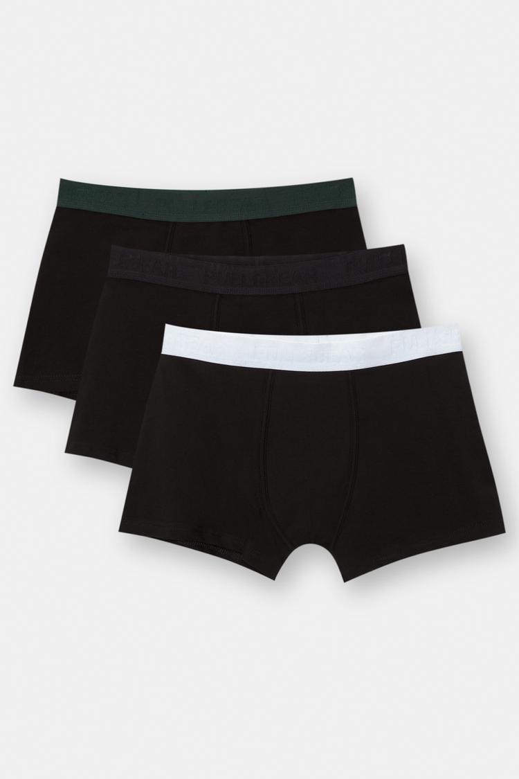 

Упаковка из 3 черных боксеров Pull And Bear, мультиколор