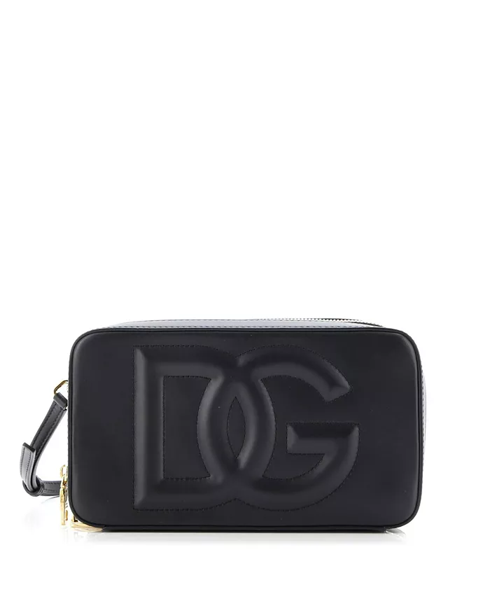 

Маленькая кожаная сумка-кошелек с логотипом DG Small Pre-Owned Dolce & Gabbana, черный