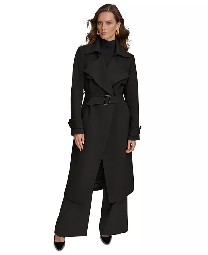 

Женский тренчкот с поясом и воротником-стойкой Donna Karan New York, черный
