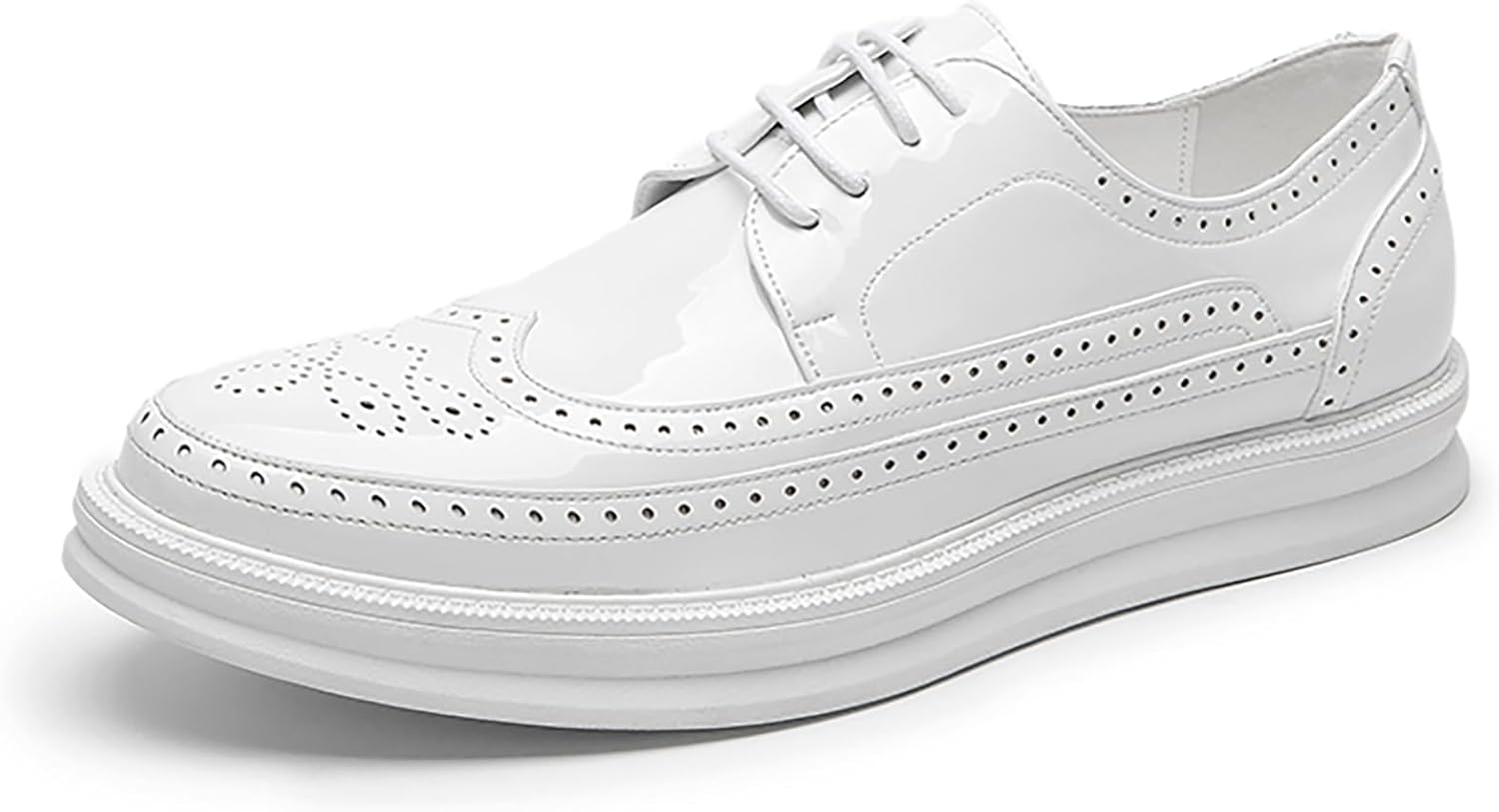 

Мужские повседневные кроссовки с перфорацией Вингтип, ортопедические классические кожаные туфли, модные платформенные оксфорды с перфорацией Вингтип для мужчин Synthesis, белый