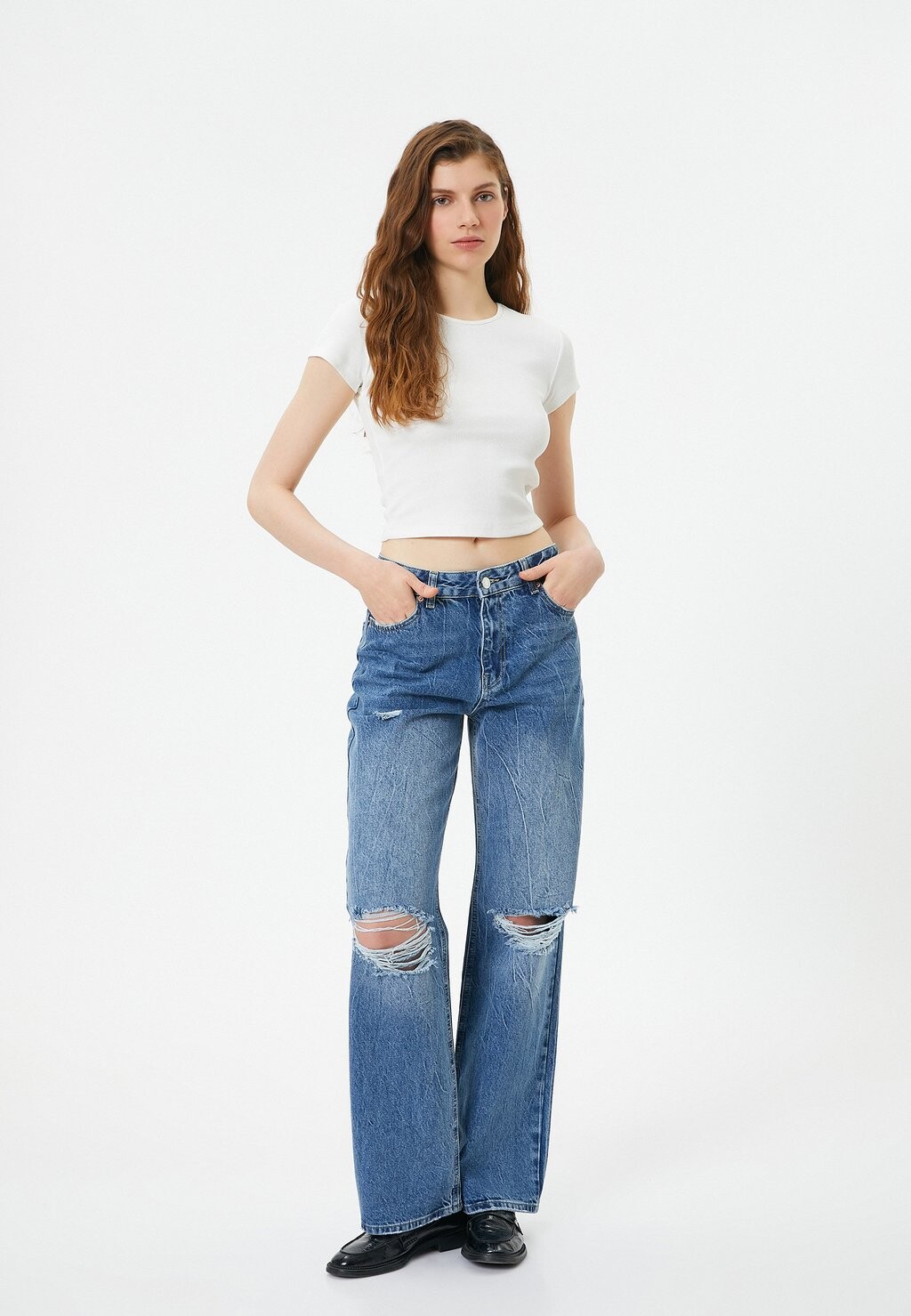 

Базовая футболка SHORT SLEEVE ROUND COLLAR Koton, бежевый