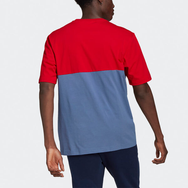 Футболка originals embroidered logo contrasting colors round neck short sleeve blue red Adidas, красный — фото 3