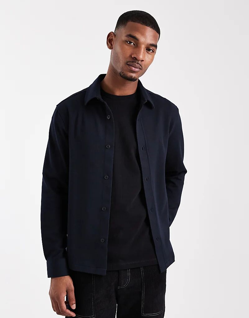 

Трикотажная рубашка ASOS DESIGN темно-синего цвета