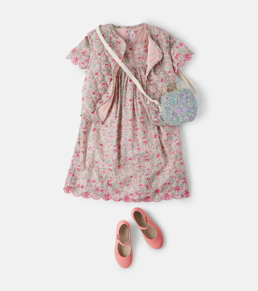 Хлопковое платье Lysiane с цветочным принтом Bonpoint, мультиколор — фото 2