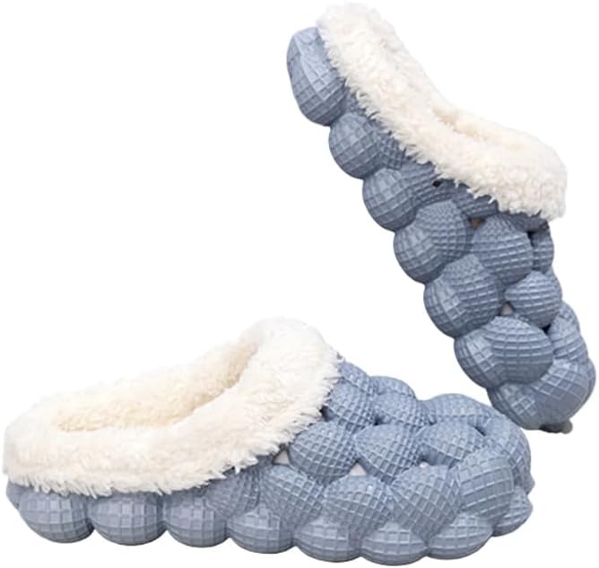 

Женщины и мужчины: меховая подкладка, мулы и сабо, пена с эффектом памяти, теплые пушистые тапочки, зимняя домашняя тапочка для улицы Hhhchpm, синий