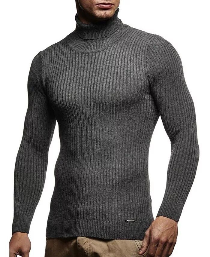 

Мужской свитер-водолазка Slim Fit Polo Neck Longsleeve | Водолазка с длинным рукавом для мужчин Leif Nelson, серебряный