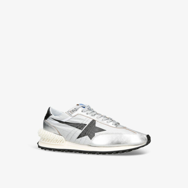 Мужские низкие кроссовки marathon runner из кожи и сетки Golden Goose, серебряный — фото 3