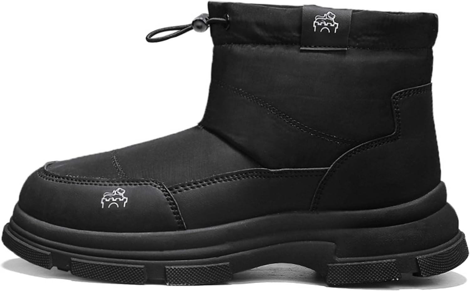 

Зимние средние высокие флисовые теплые снежные ботинки с меховой подкладкой и хлопковыми вставками Generic, черный