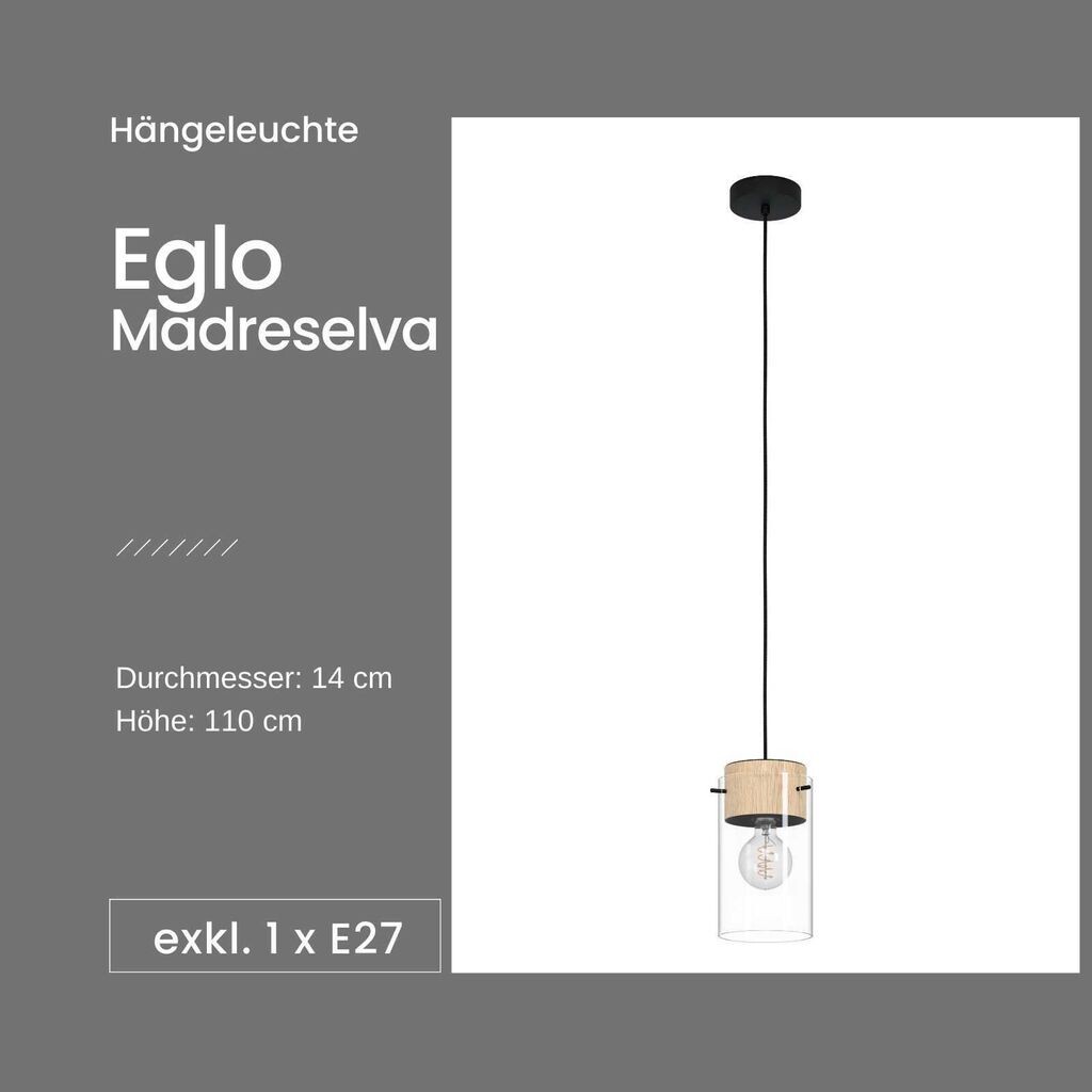 

MADRESELVA подвесной светло-черный коричневый, прозрачный E27 1X28W В:110см Ø:14см с диммированием EGLO