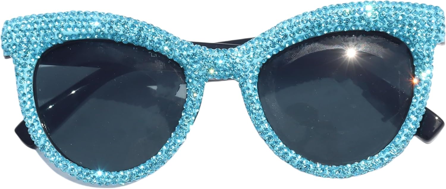 

Солнцезащитные очки ICARA Diamond Cat Eye в модной винтажной оправе с кристаллами и стразами, в стиле ретро, ​​для женщин, с защитой от УФ-излучения UV400, Blue Diamond