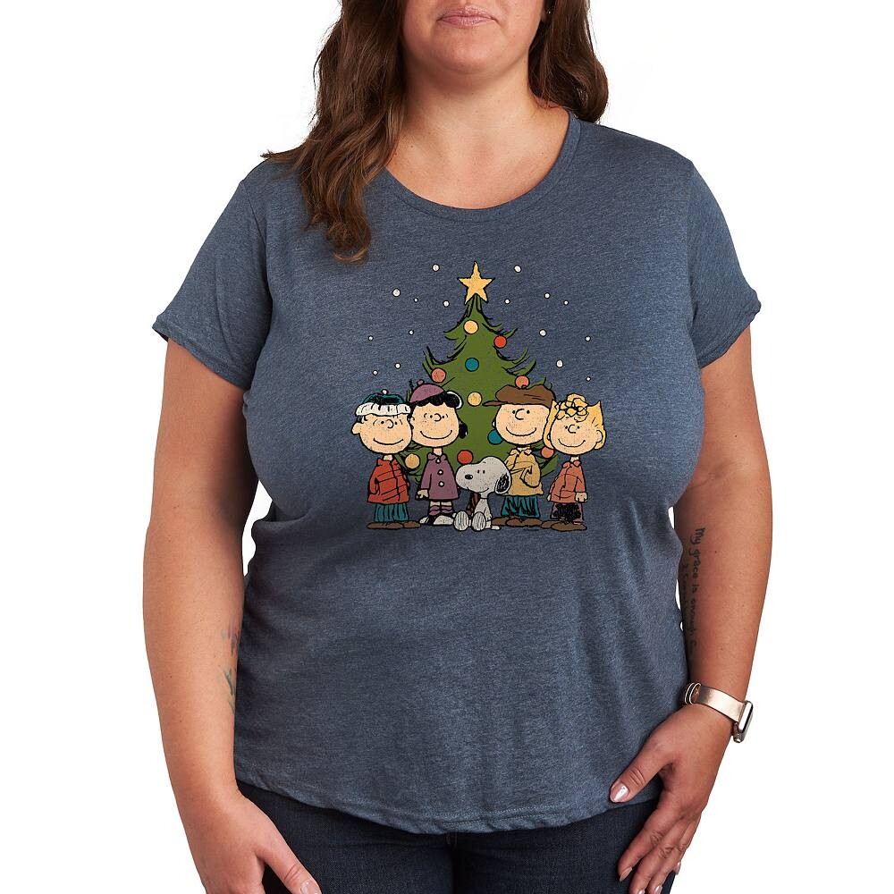

Футболка с рисунком «Рождественская группа» Plus Peanuts Licensed Character, цвет Heather Blue
