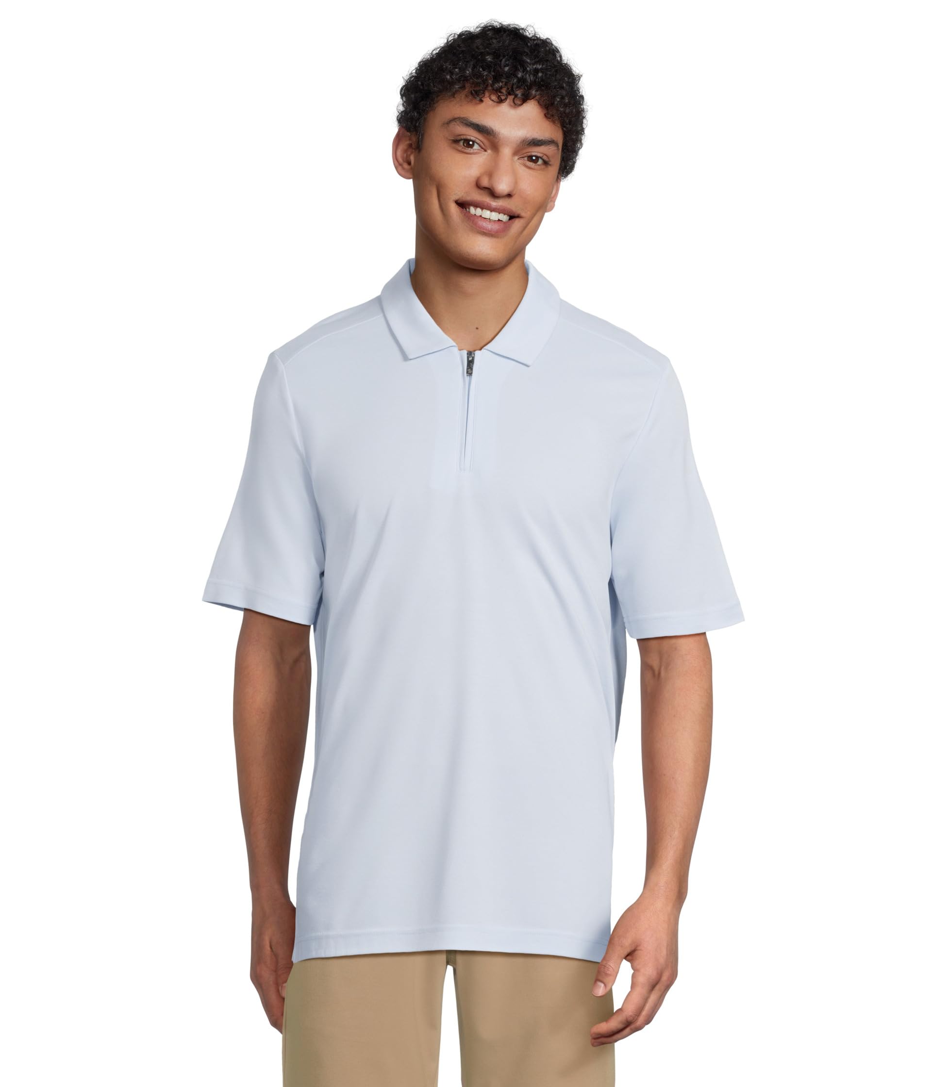 

Поло Johnston & Murphy Vintage Birdseye Zip Polo, цвет Lt Blue
