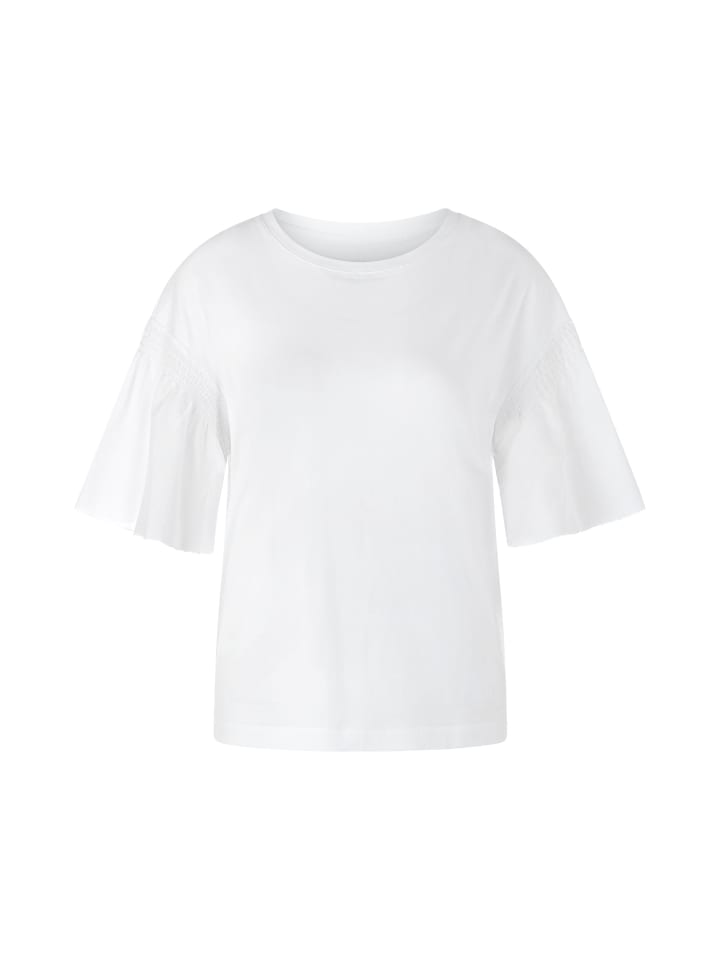 

MARC CAIN COLLECTIONS Эластичная хлопковая футболка белого цвета с присборенными деталями, Белый, MARC CAIN COLLECTIONS Эластичная хлопковая футболка белого цвета с присборенными деталями