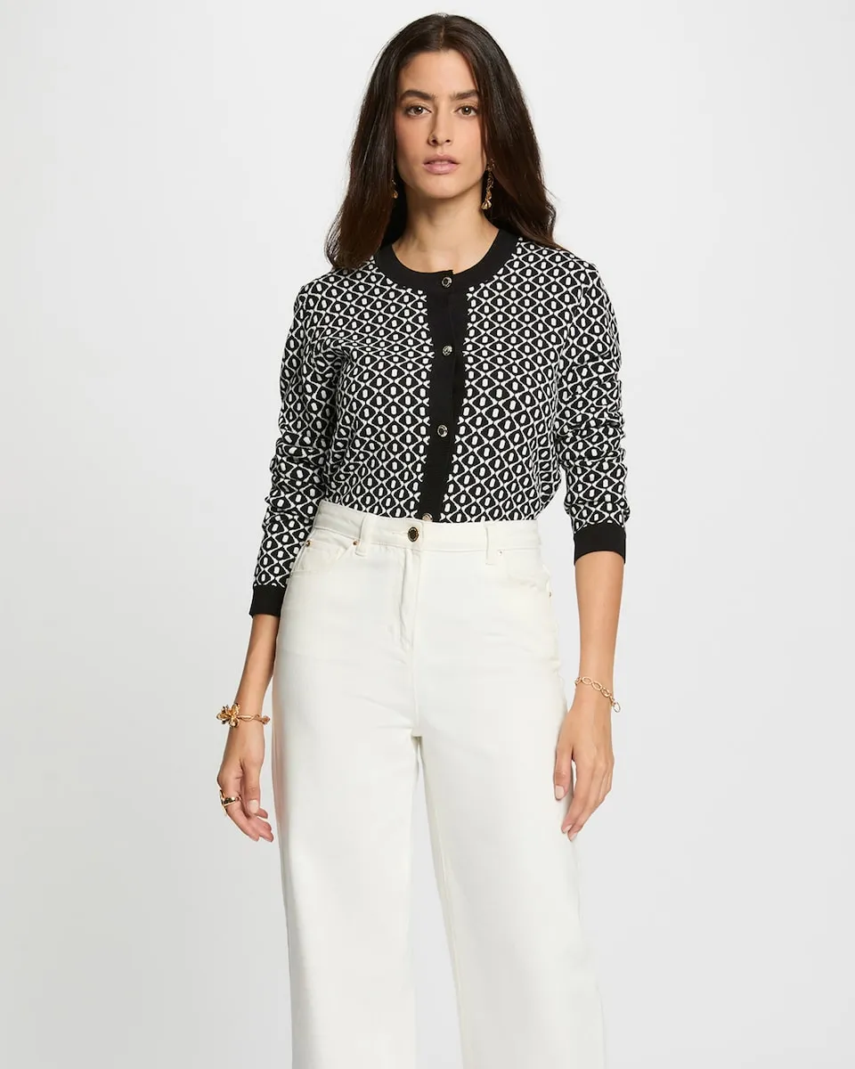 

Женская короткая жаккардовая куртка Morgan, черный/белый