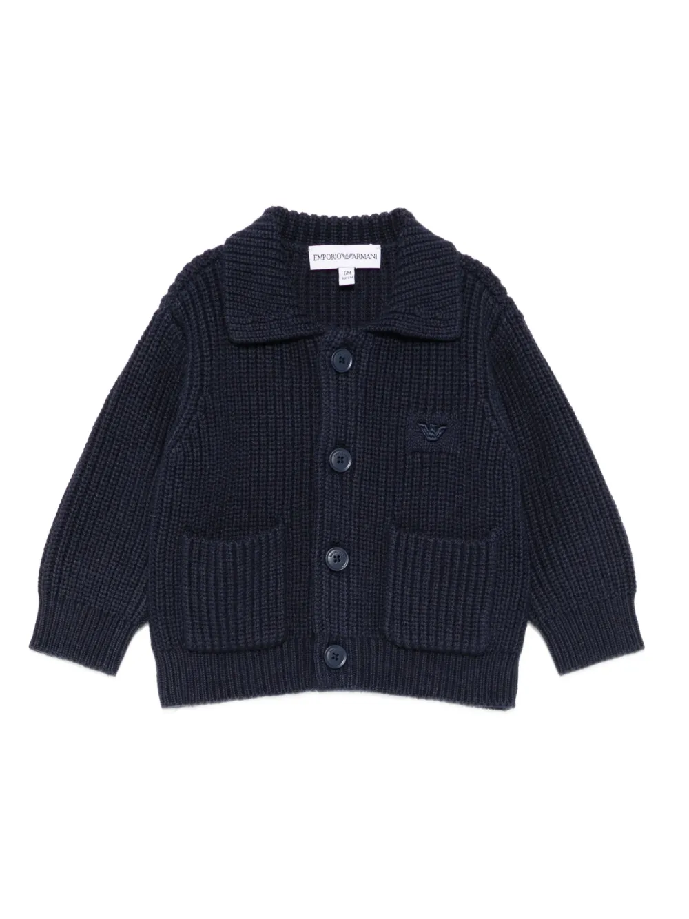 

Кардиган в рубчик с накладным карманом Emporio Armani Kids, синий