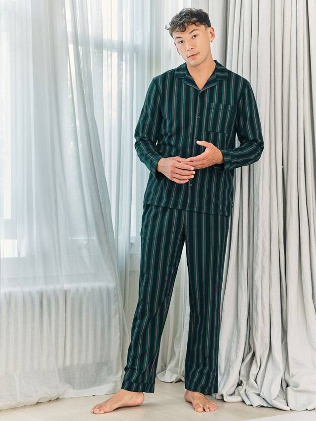 

Топ для пижамы из полосатой хлопковой ткани Chelsea Peers, Navy