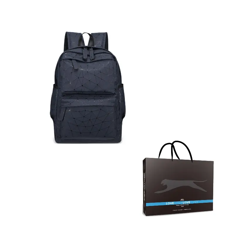 

Slazenger Мужской черный рюкзак из мягкой искусственной кожи, Diamond Pattern Blue