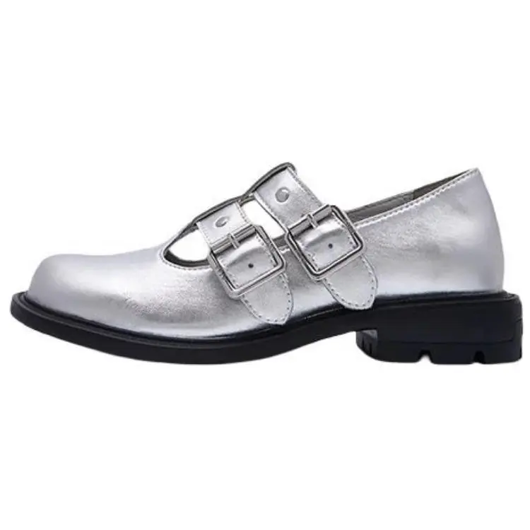 Туфли Мэри Джейн на плоской подошве унисекс, серебристые Both, Silver