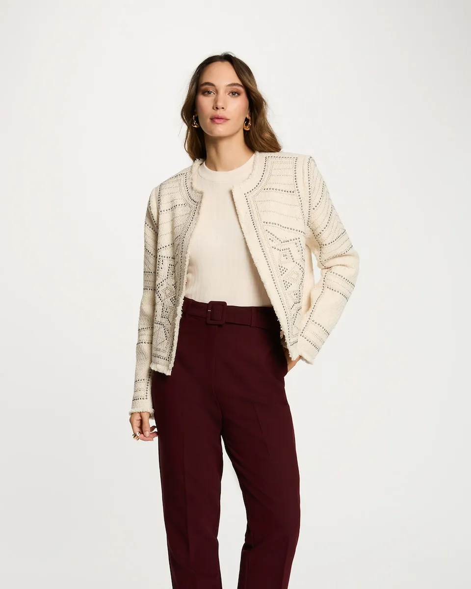 

Женская куртка с геометрическим принтом и металлическим декором Morgan, бежевый