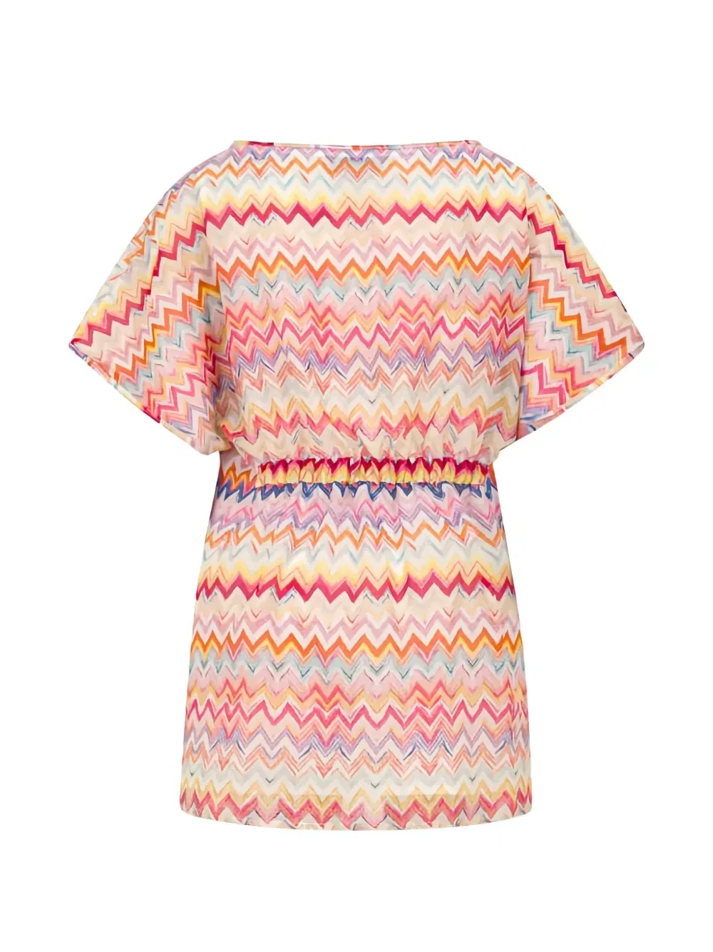 Платье с зигзагообразным принтом и эластичной талией Missoni Kids, бежевый — фото 2