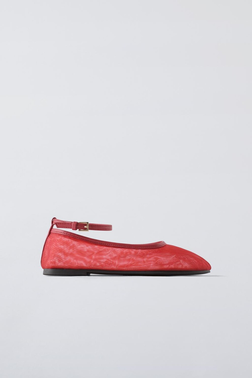 

Балетки из органзы с ремешком ZARA, красный