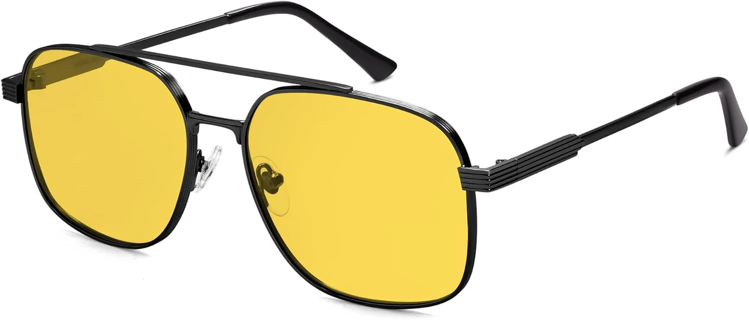 

Поляризованные солнцезащитные очки-авиаторы VANLINKER для мужчин и женщин, квадратная форма, защита от УФ-излучения, модель VL9907, Black Frame Yellow Lens
