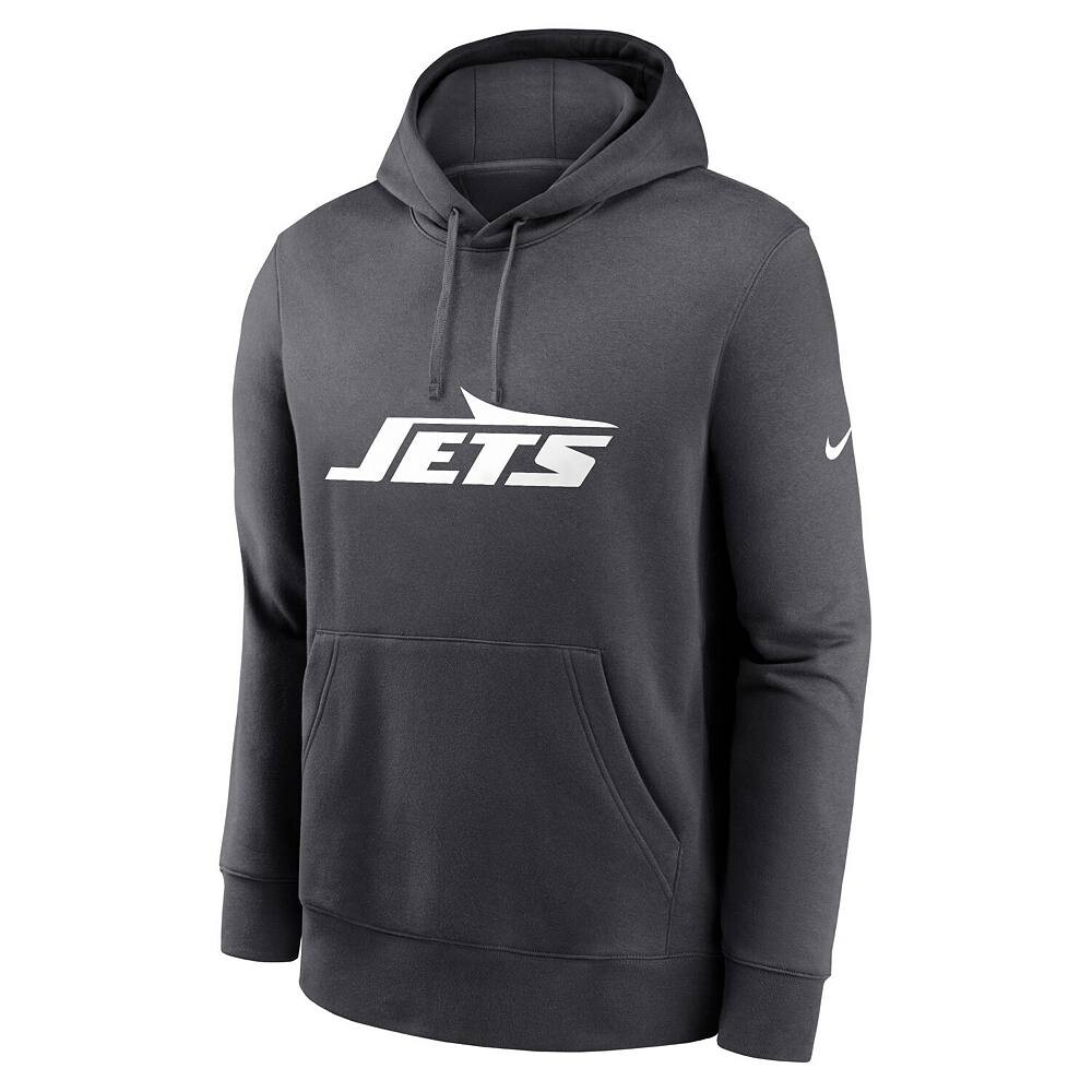 Мужской пуловер с капюшоном и логотипом Nike антрацитового цвета New York Jets Club, цвет Jet Grey — фото 3