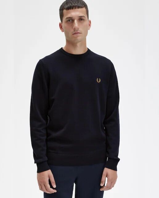 

Классический мужской свитер с круглым вырезом Fred Perry, темно-синий
