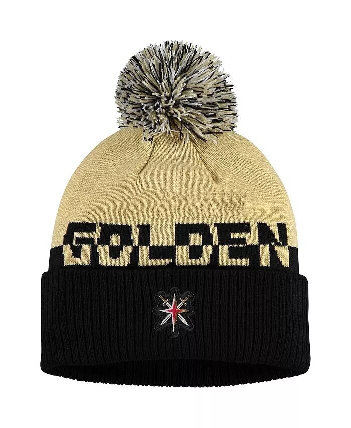 

Мужская золотисто-черная вязаная шапка Vegas Golden Knights Cold dy с манжетами и помпоном Adidas