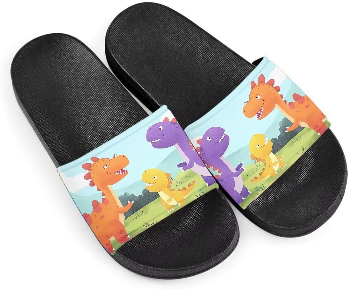 

Женские шлепанцы с мягкой подошвой, нескользящие, летние домашние тапочки для взрослых девушек и мальчиков, слипоны, шлепанцы для душа, для общежития Getelinseng, Cute Cartoon Dinosaur