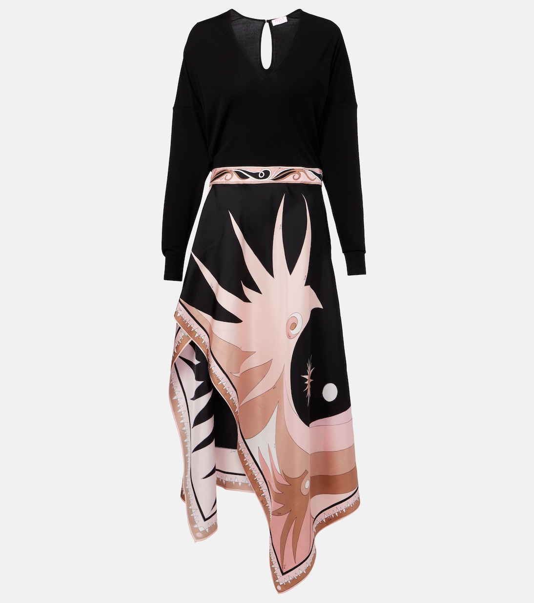 

Платье миди Stella из трикотажного смесового шелка Pucci, Nero