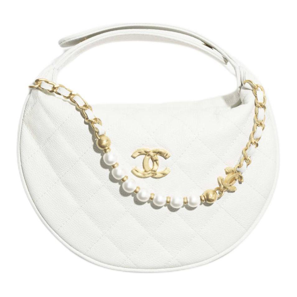

CHANEL Сумка из телячьей кожи зернистой выделки женская белая