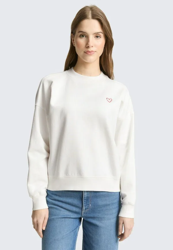 

Свитшот mit herzdetail Tom Tailor Denim, Off White, Белый, Свитшот mit herzdetail Tom Tailor Denim, Off White