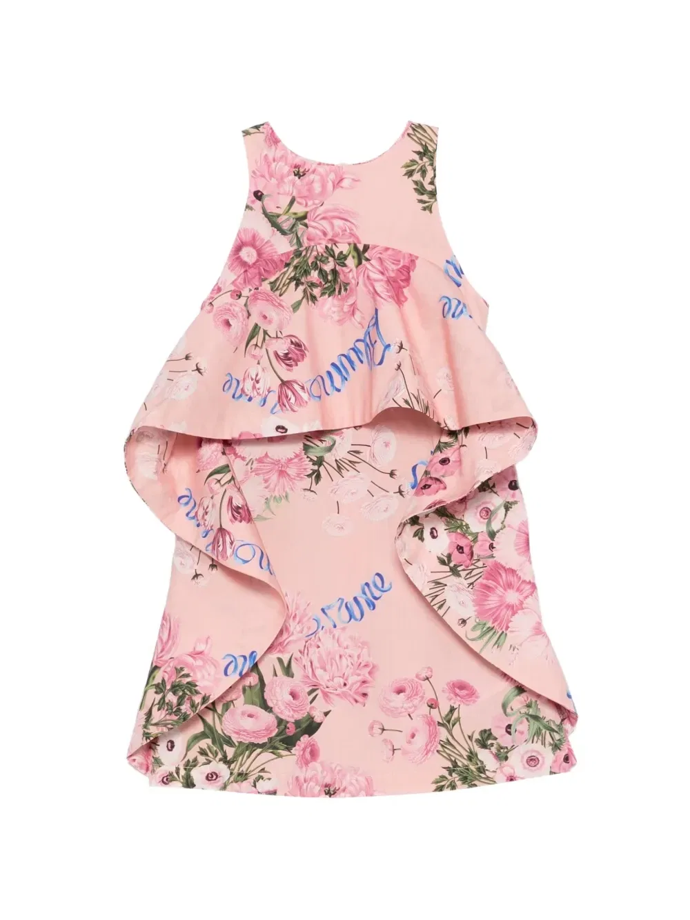 Платье с цветочным принтом и оборками Miss Blumarine, розовый
