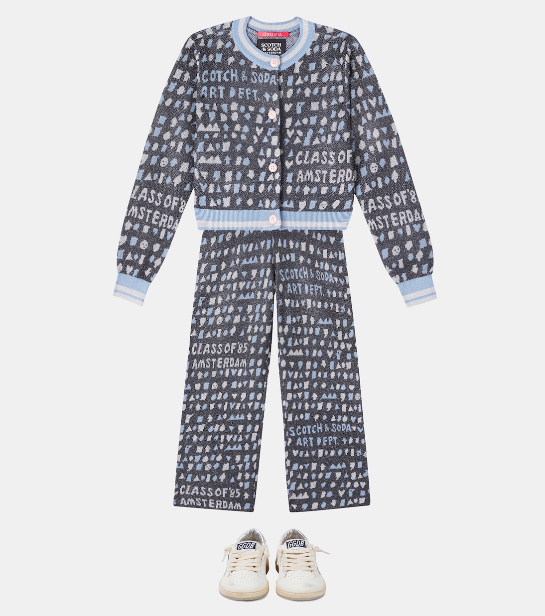 Короткий жаккардовый кардиган Scotch & Soda Kids, Charcoal Art — фото 2