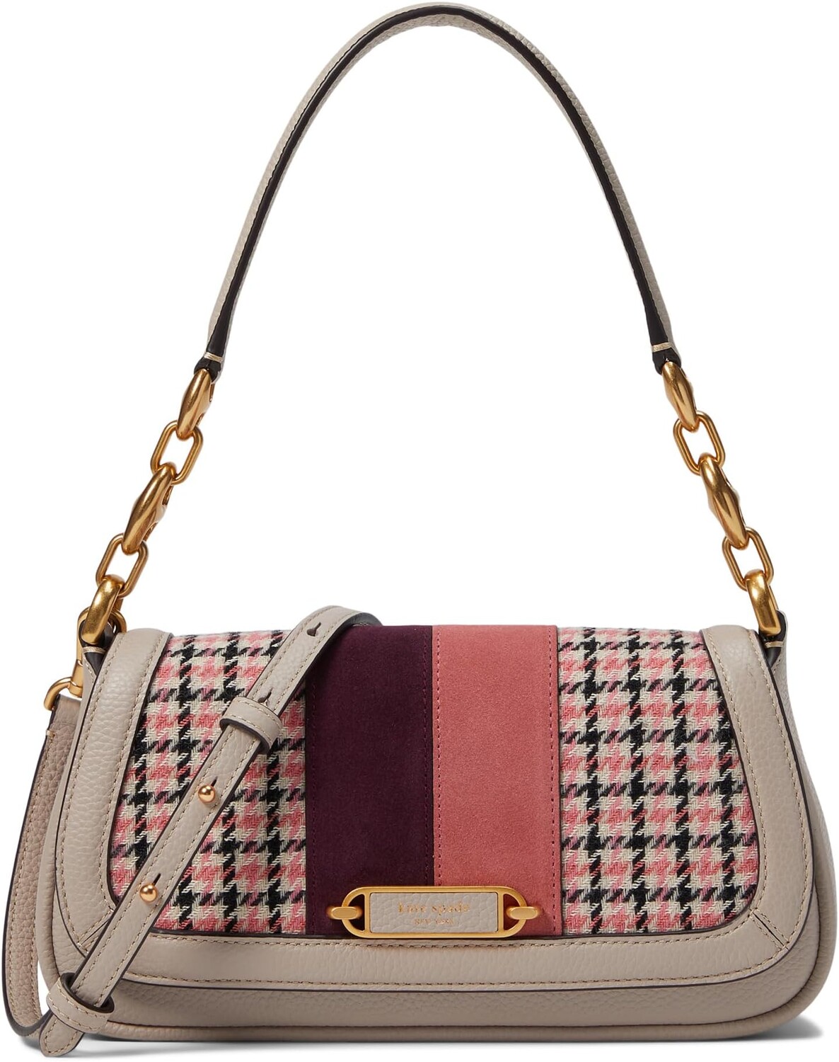 

Сумка Gramercy Racing Stripe Plaid Twill Fabric Small Flap Shoulder Kate Spade New York, цвет Mushroom Multi