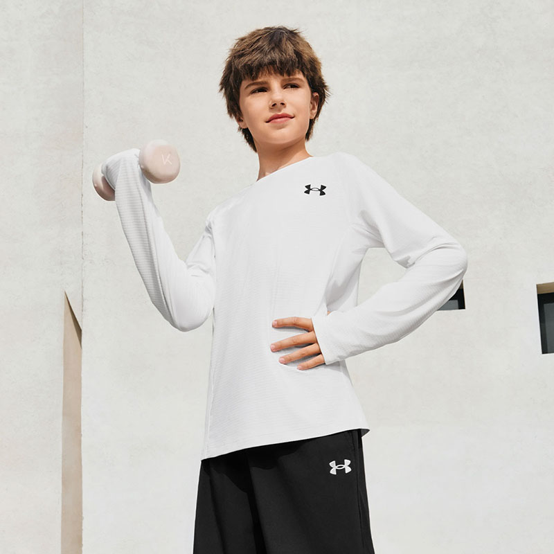 Футболка для детей Quick Dry, для всесторонних тренировок подростков Under Armour, белый — фото 4