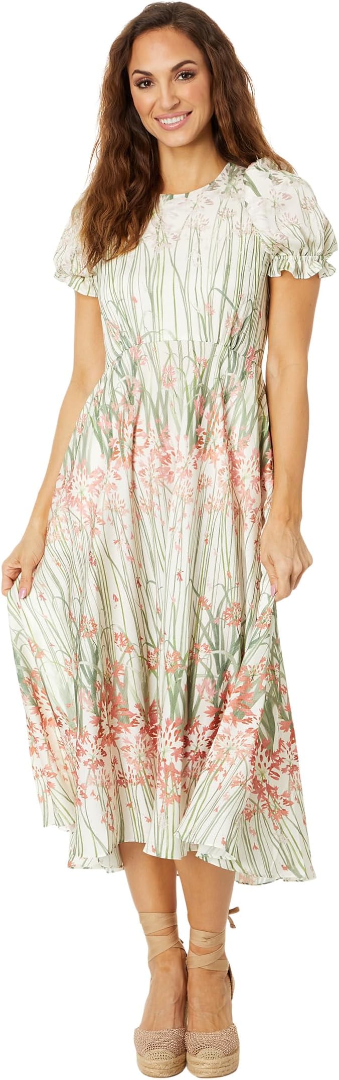

Платье Ted Baker Zahrria High Low Hem Dress With Puff Sleeve, цвет Ivory