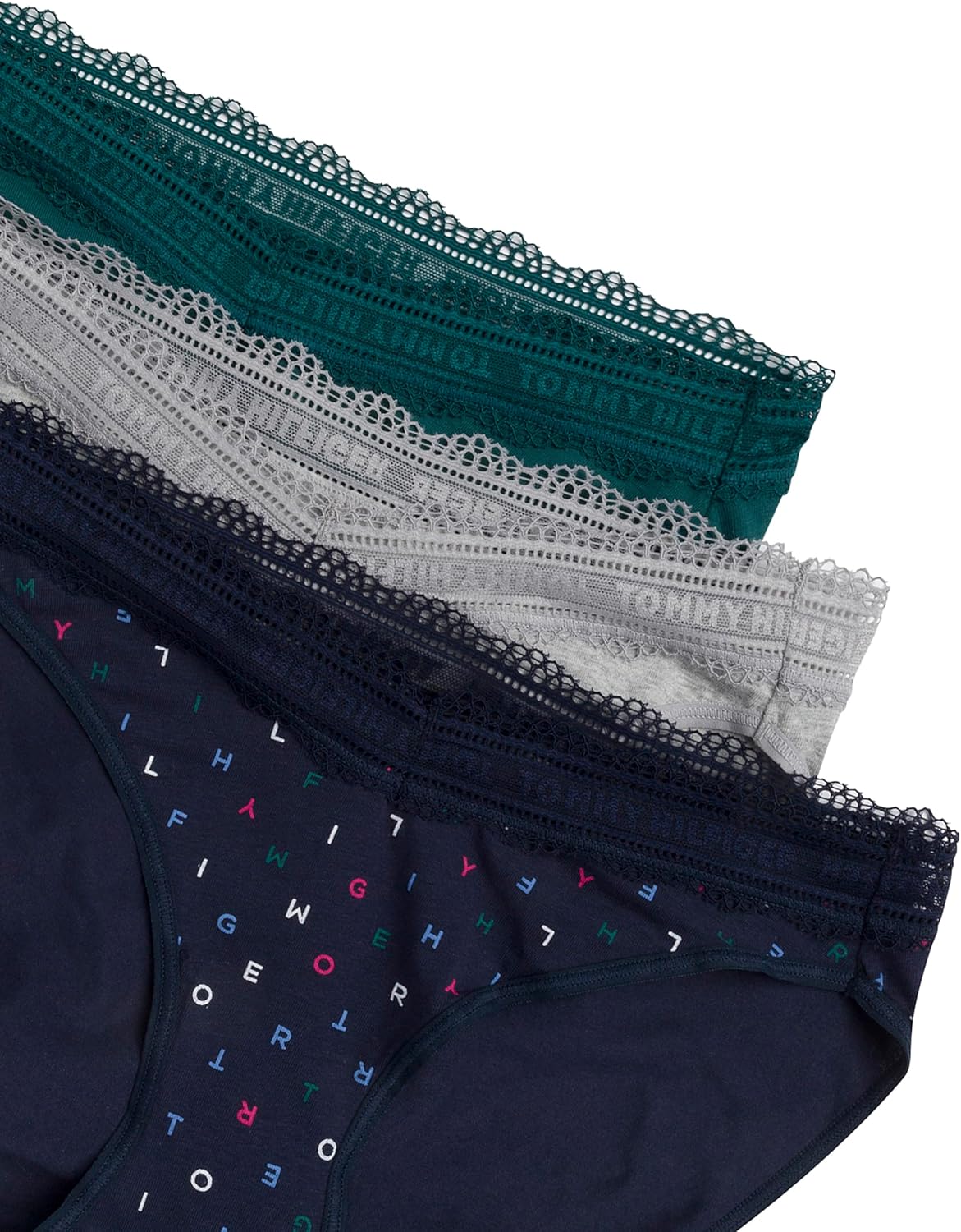 Комплект из 3 пар женского бикини-трусы Tommy Hilfiger из хлопкового кружева, Th Multi Sky Captain/Deep Teal/Heather Grey — фото 3
