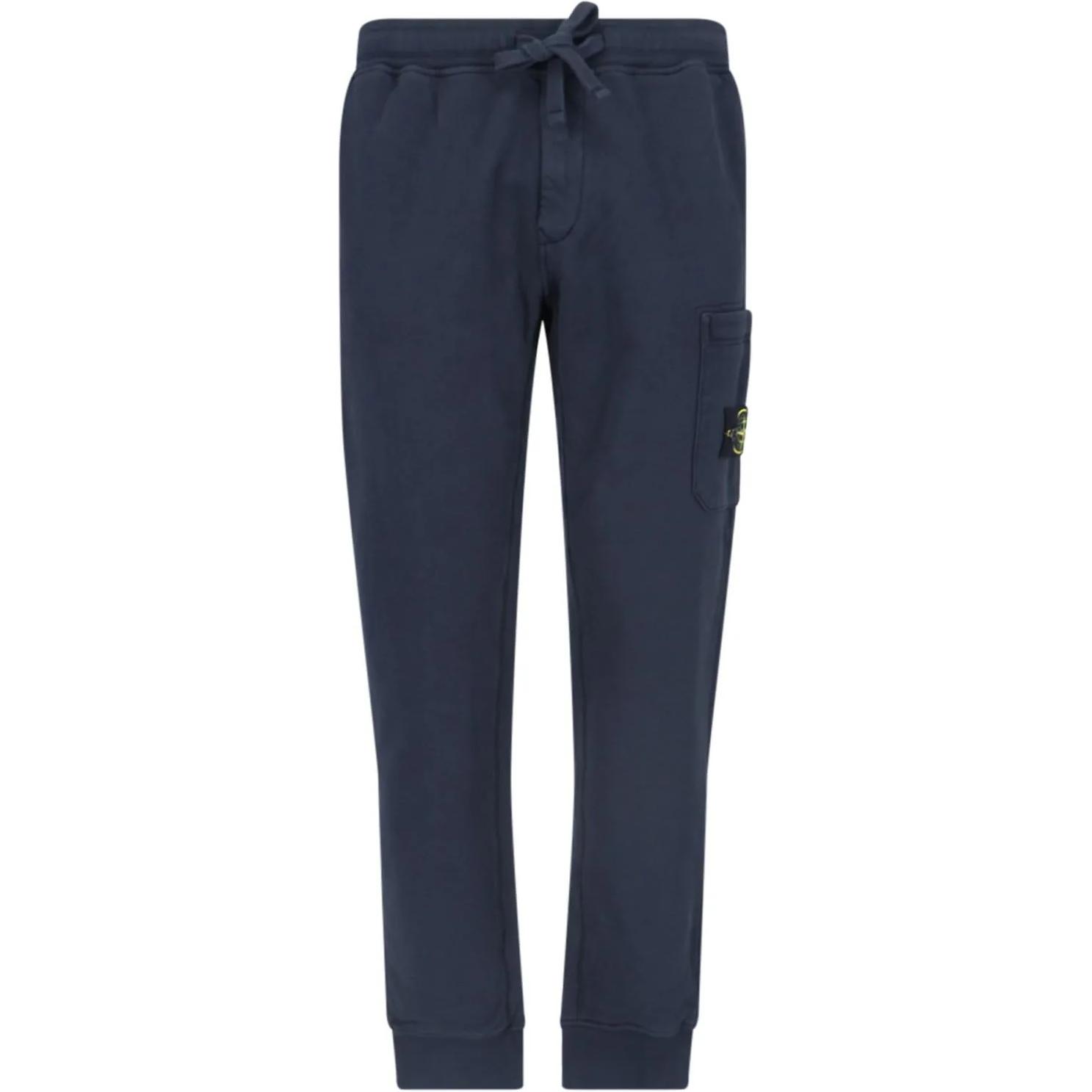 Брюки спортивные с нашивкой-логотипом и сужающимися штанинами STONE ISLAND, синий — фото 3
