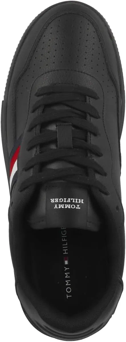 Мужские низкие кроссовки Tommy Hilfiger Supercup с кожаными полосками, Black Triple Black — фото 2