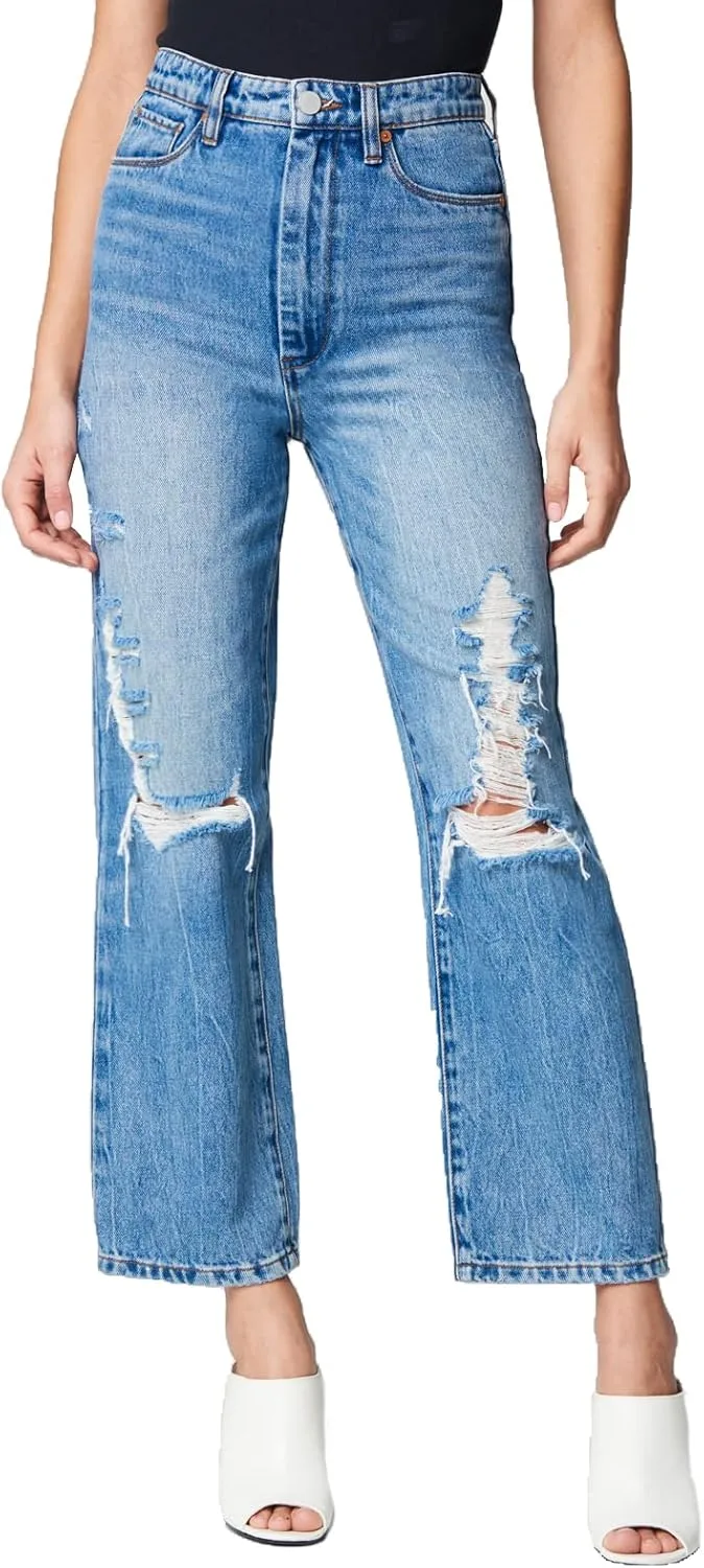 

[BLANKNYC] Женские джинсы с высокой посадкой, прямые, с потертостями